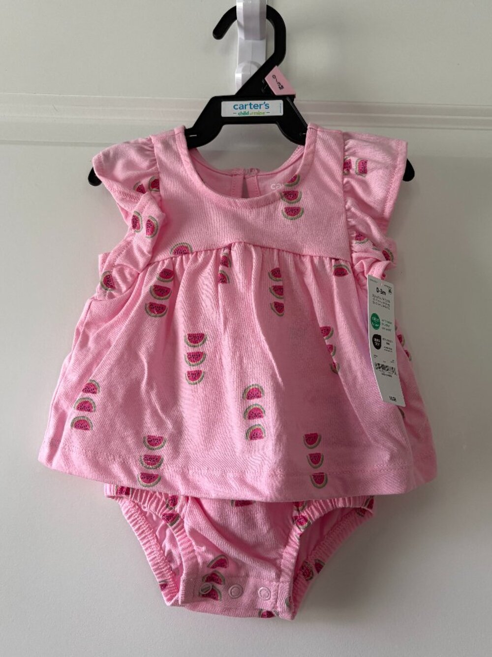 Carter's Baby Girl Watermelon Dress & Diaper Cover Size 0-3 months